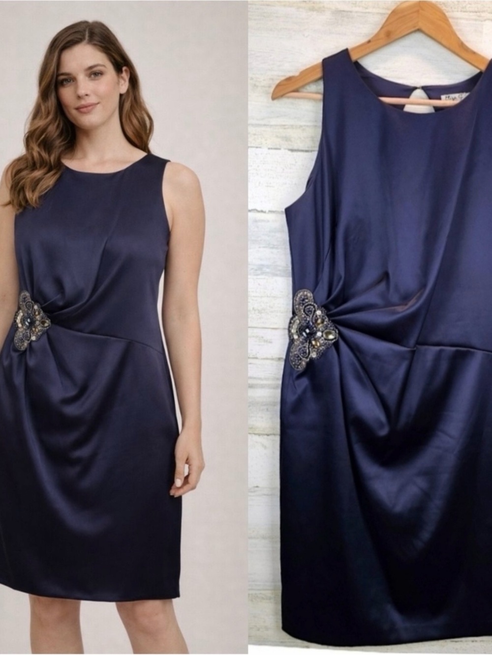 ELIZA J Embellished Waist Cocktail Dress